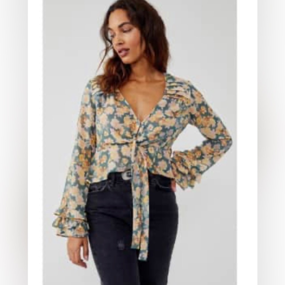 NWT. $98R Free People Maybel Blouse Happy Combo - Picture 8 of 12